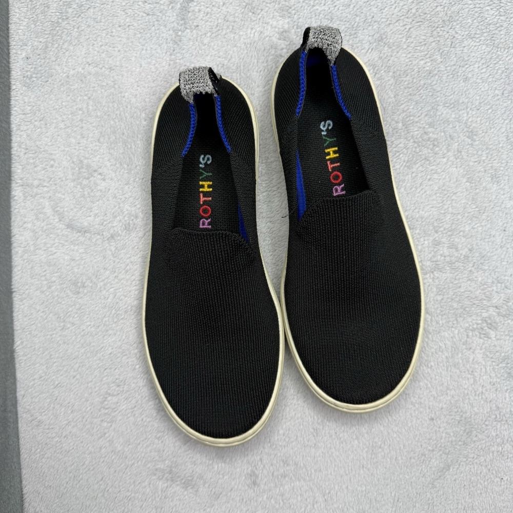 Rothys The Kids Sneaker Black Solid Slip On Shoes Size 3 Youth Washable Comfort